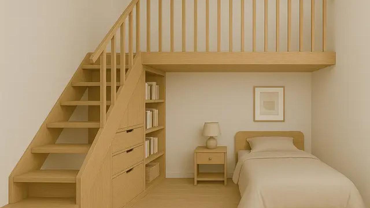 Desain Tangga untuk Kamar Mezzanine yang Unik dan Tampak Estetik