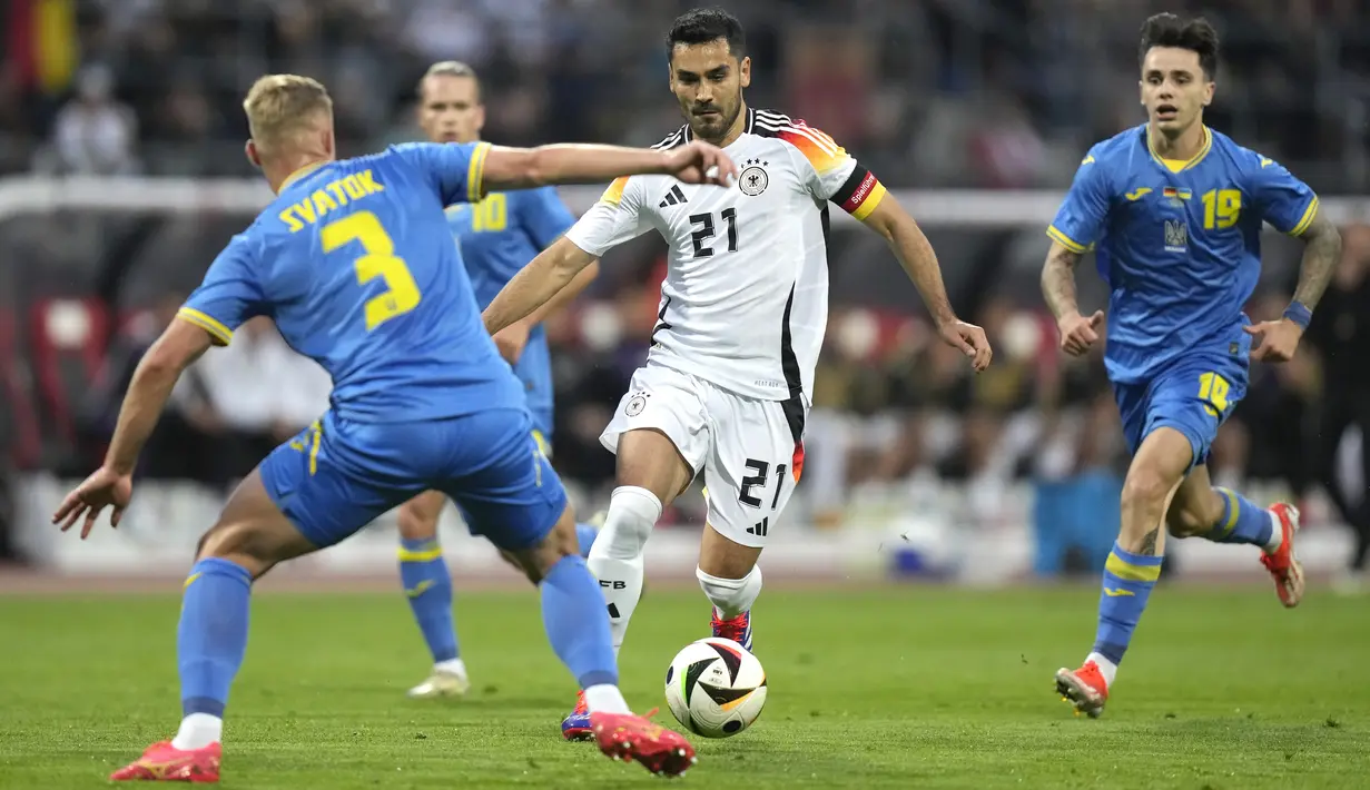 Untungnya, Jerman masih akan menghadapi satu laga uji coba lagi, sebelum bersiap menyambut Euro 2024 alias Piala Eropa 2024 sebagai tuan rumah. (AP Photo/Matthias Schrader)