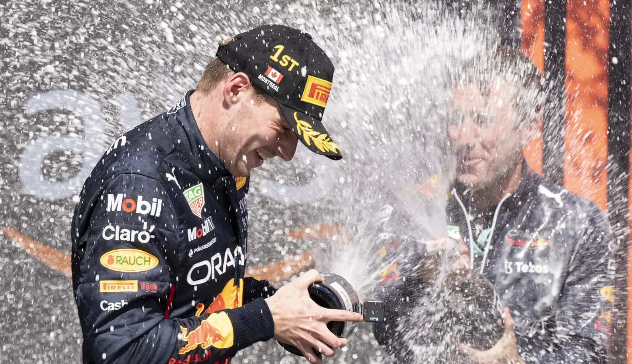 Hasil ini membuat Max Verstappen tetap memimpin klasemen sementara dengan raihan 175 poin. Sementara Carlos Sainz ada di posisi ke-5 dengan 102 poin. (Canadian Express via AP/Paul Chiasson)