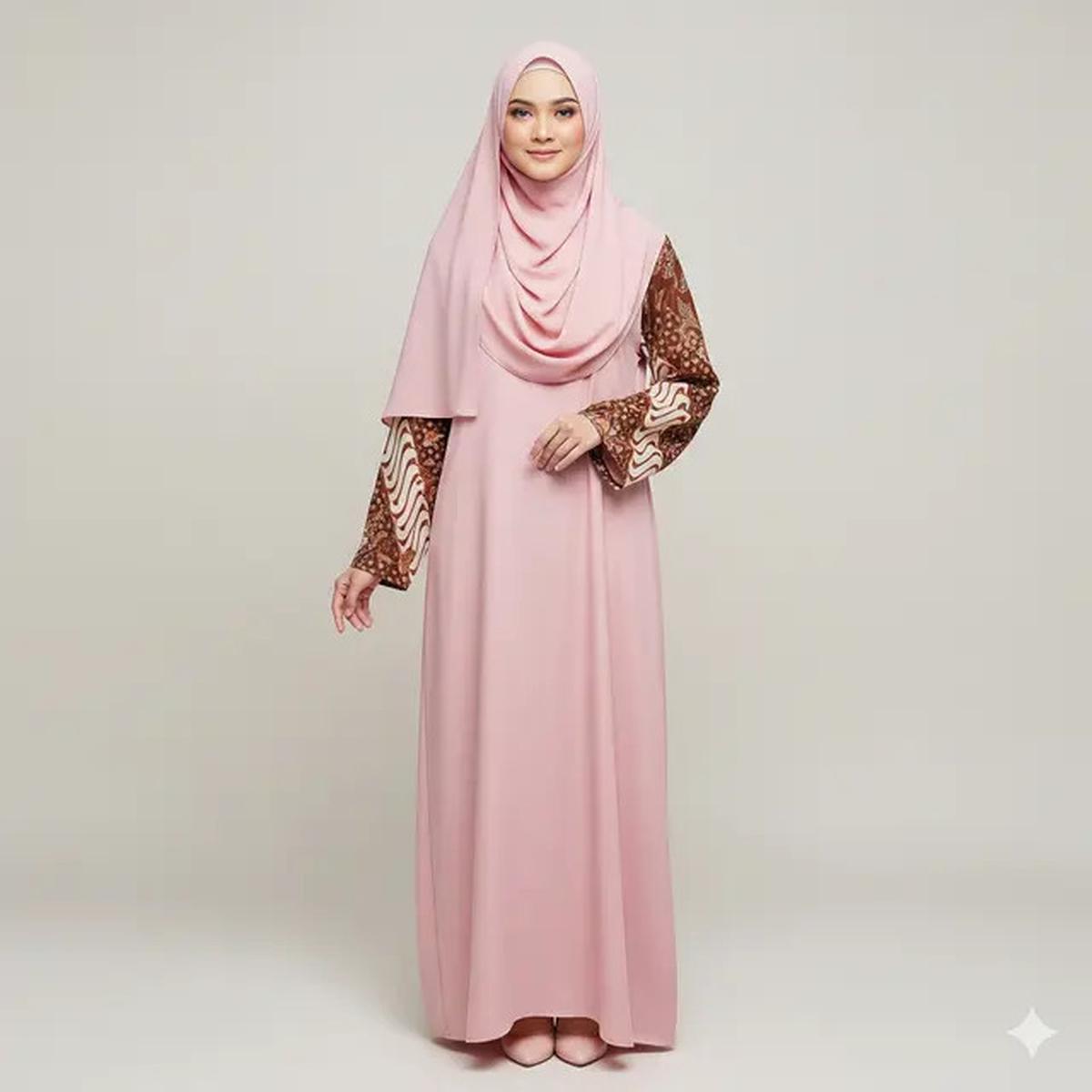 7 Model Gamis Batik Kombinasi Kain Polos Tren 2025, Tampil Anggun dan Modern
