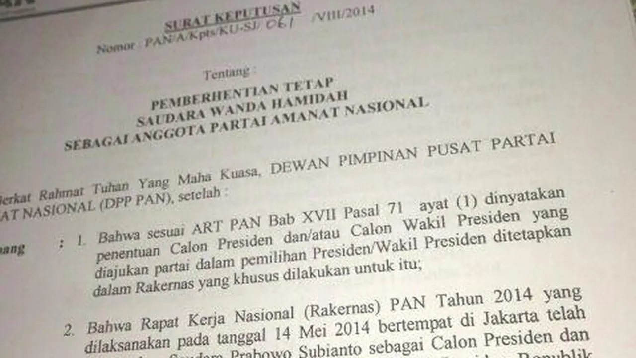 PAN Pecat Wanda Hamidah