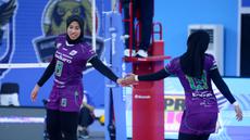 Juara bertahan tim putri Jakarta Pertamina Enduro (JPE) sukses mengamankan poin penuh setelah menumbangkan Jakarta Livin' Mandiri pada laga Proliga 2026. (Dok. PBVSI)