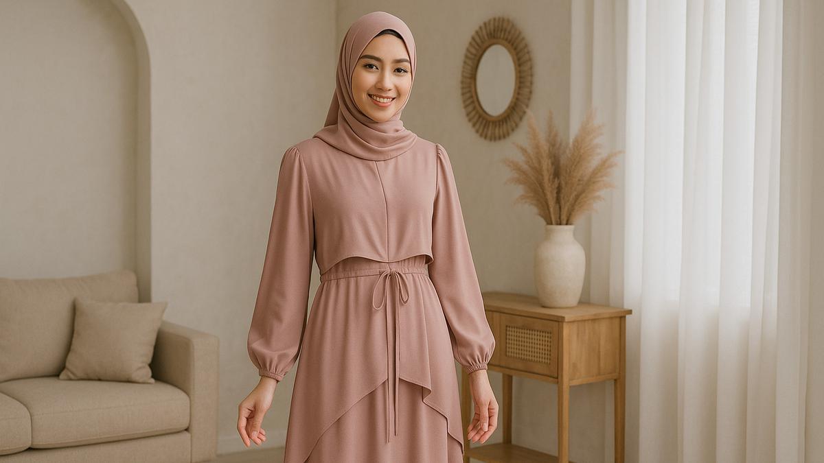 7 Model Gamis Tali Serut Pinggang yang Kekinian dan Nyaman, Cocok untuk Segala Aktivitas