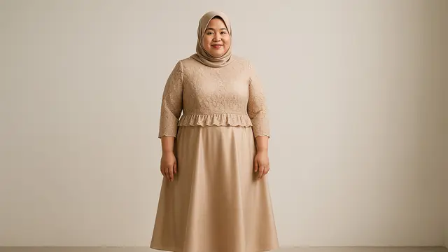 Model Dress Brokat untuk Orang Gemuk dan Pendek Berhijab/Ilustrasi gambar AI