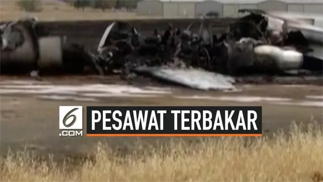 Sebuah pesawat jet ukuran kecil terbakar di bandar udara California Amerika. Seluruh penumpang dan 2 pilot berhasil selamatkan diri.