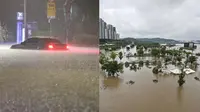 6 Potret Banjir Bandang di Korea Selatan, Terparah dalam 80 tahun dan Banyak Mobil Rusak (AFP/Jung Yeon-je/YONHAP)