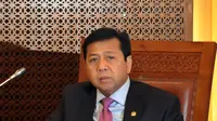 Ketua DPR Setya Novanto saat menerima Ketua Parlemen Georgia Y. M David Usupashvili beserta delegasi saat berkunjung ke Komplek Parlemen Senayan, Jakarta, Kamis (1/12/2015). (Liputan6.com/Johan Tallo)