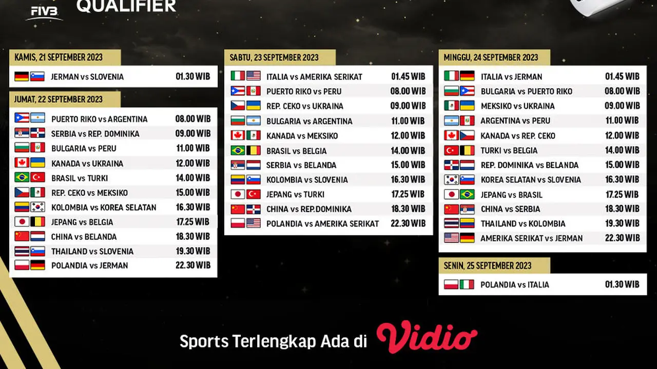 Jadwal Live Streaming Kualifikasi Voli Olimpiade 2024 di Vidio Hari Ini