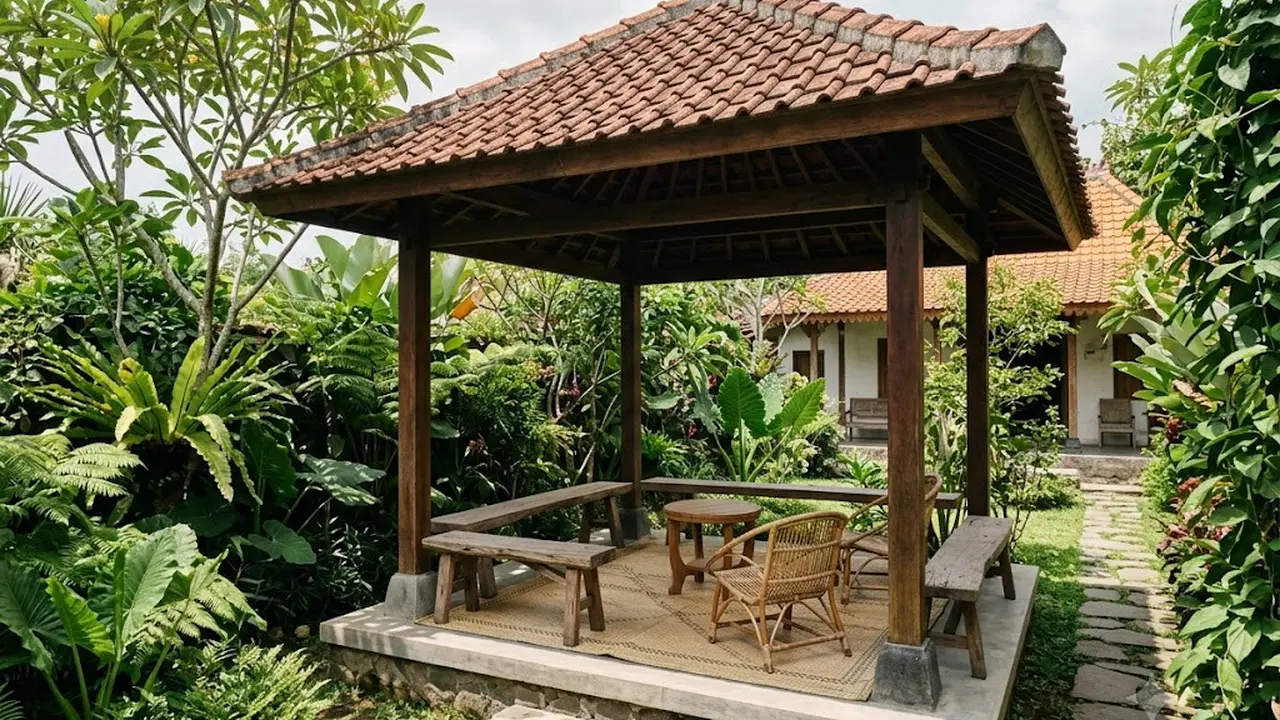 Desain pendopo kayu sederhana dengan biaya hemat