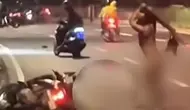 Pria Bugil Mengamuk, Pukul Pengendara Motor di Lenteng Agung