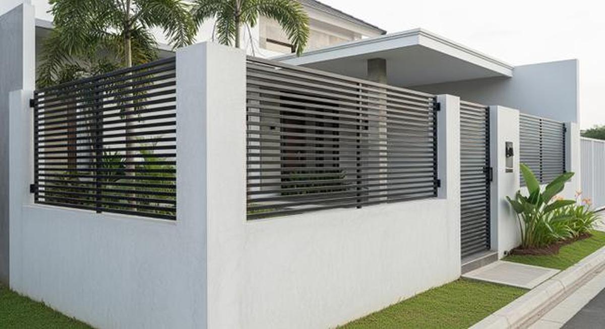 8 Model Pagar Besi dengan Dinding Beton Minimalis, Rumah Terlihat Rapi