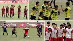 Berikut ini Universitas Negeri Makassar dan tim yang berhasil lolos perempat final turnamen Torabika Campus Cup 2017. (Bola.com/M Iqbal Ichsan)