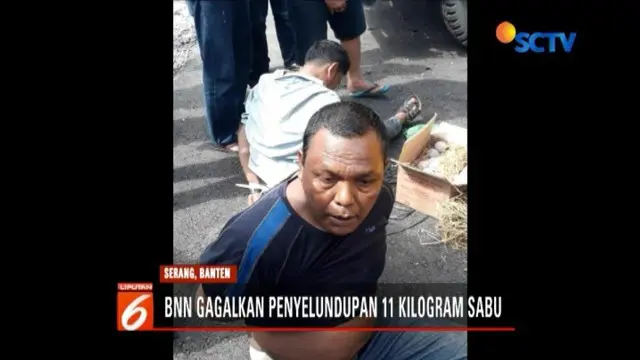 BNN gagalkan upaya penyelundupan 11 kilogram sabu di Serang, Banten, yang akan dibawa ke Jakarta. Dua orang tersangkan dan sejumlah barang bukti diamankan.