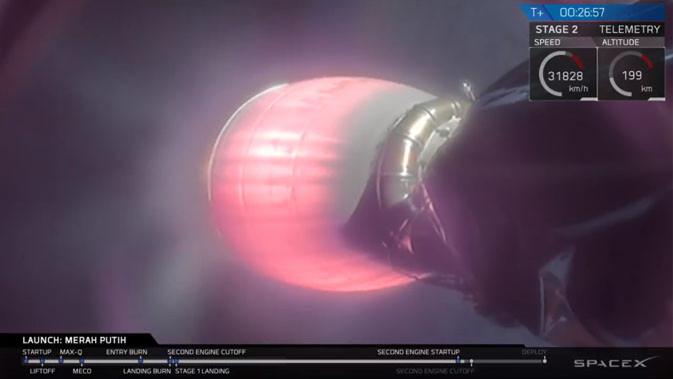 Proses peluncuran satelit Merah Putih dari SpaceX Cape Canaveral, Air Force Station, Florida, Amerika Serikat (AS). (Doc: SpaceX)