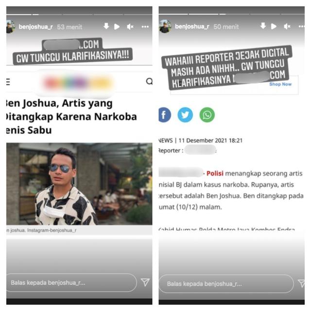 Ben Joshua Beri Bantahan Soal Namanya Dikaitkan dengan Artis BJ yang Ditangkap Karena Narkoba. (instagram.com/benjoshua_r)