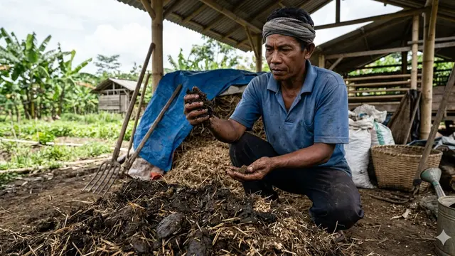 Cara Fermentasi Kohe Kambing (Foto: Gemini AI)