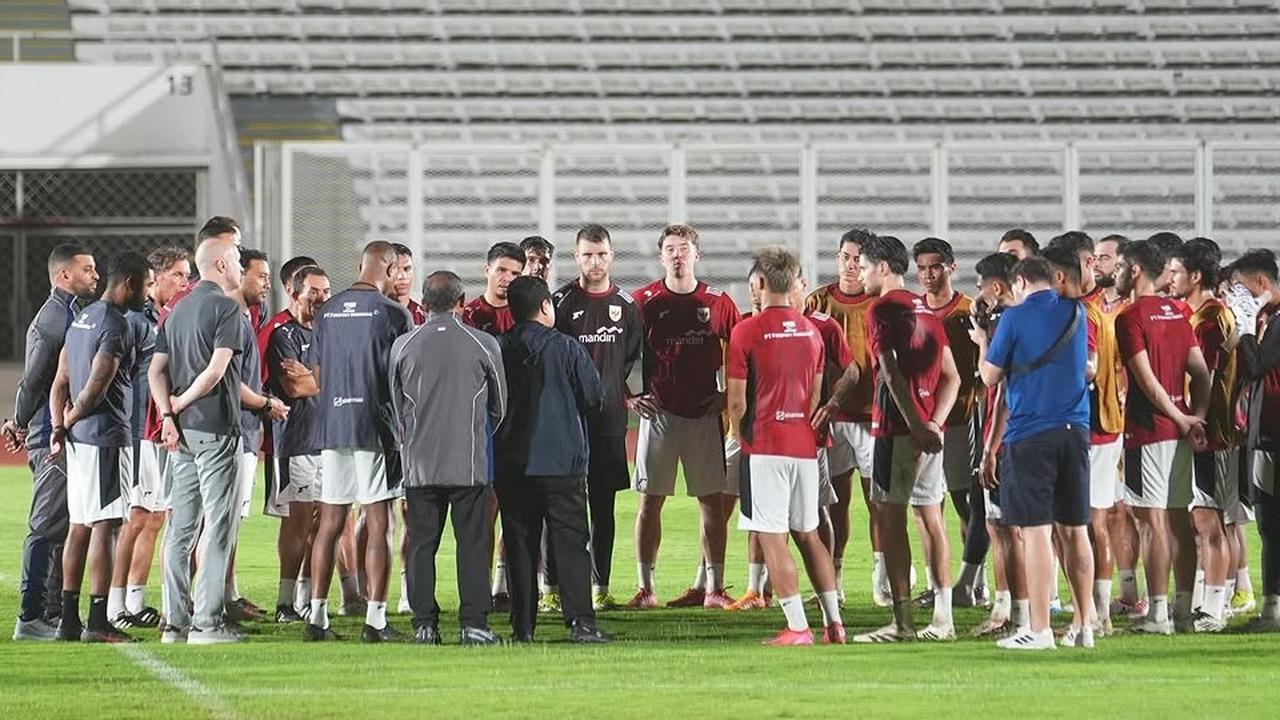 Erick Thohir beri pesan khusus ke pemain Timnas jelang hadapi Bahrain.
