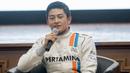 Jumpa pers itu diadakan Pertamina selaku sponsor Rio Haryanto untuk menyambut debutnya di Sirkuit Albert Park, Australia. (Bola.com/Vitalis Yogi Trisna)