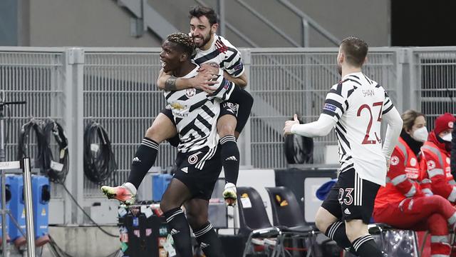 FOTO: Gol Tunggal Paul Pogba Loloskan Manchester United ke Perempatfinal Liga Europa - Paul Pogba; Bruno Fernandes