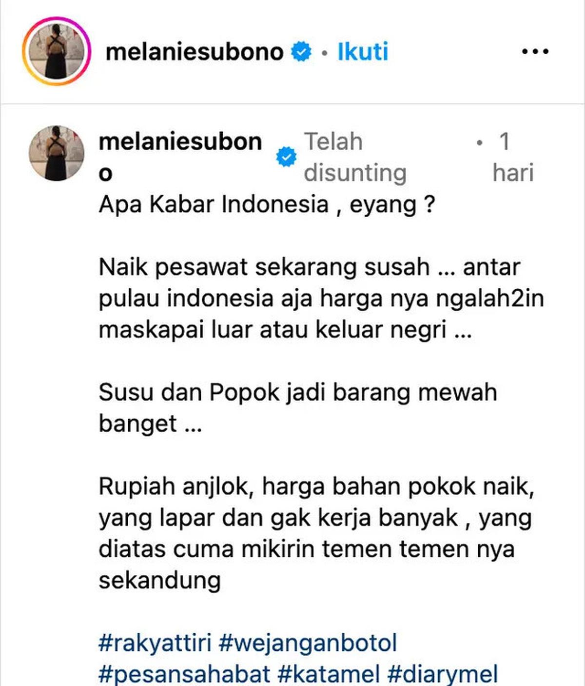 Melanie Subono Unggah Foto Lawas dengan BJ Habibie, Curhat Tiket Pesawat Mahal dan Rupiah Anjlok