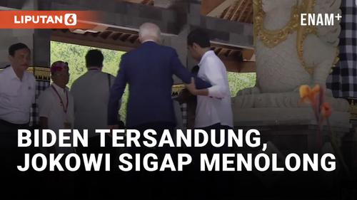 VIDEO: Jokowi Tolong Joe Biden saat Tersandung Anak Tangga