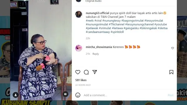 Artis komedian Nunung Srimulat.