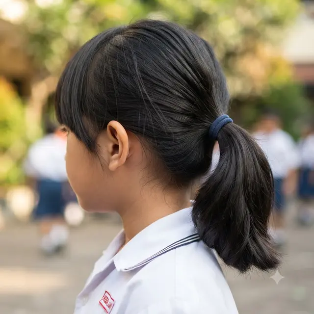 Model Kuncir Rambut Anak Sekolah untuk Rambut Pendek