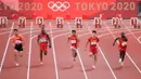 Dengan hasil tersebut, Zohri dipastikan gagal melangkah lebih jauh di Olimpiade Tokyo 2020. Karena, hanya tiga pelari teratas yang berhak lolos ke semifinal atletik 100 meter putra. (Dok NOC Indonesia)