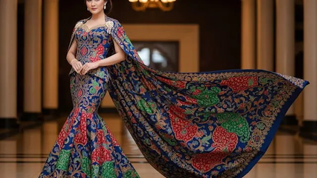 Long Dress Batik Cape Blouse Mermaid Cut