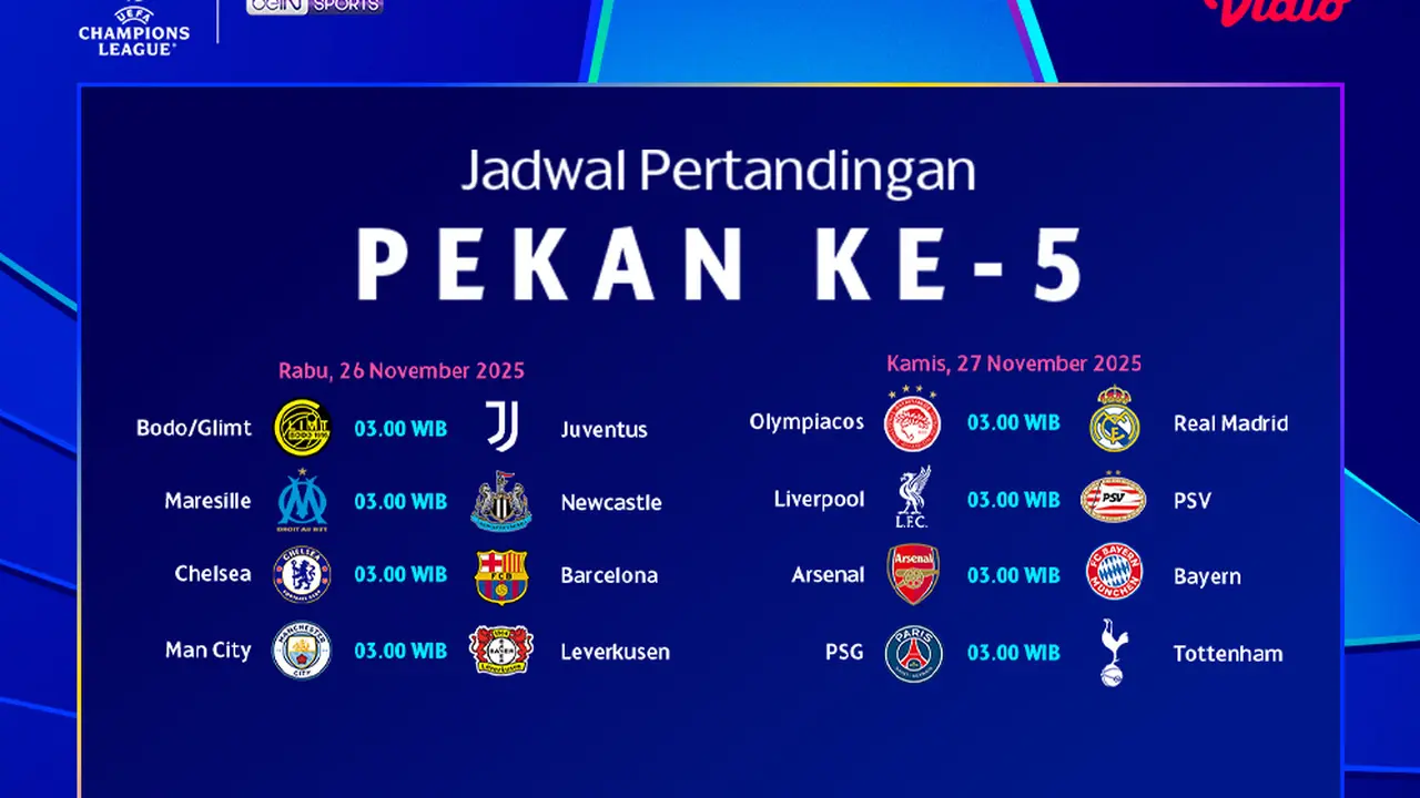 Saksikan Liga Champions pekan ke-5 eksklusif di Vidio. (dok. vidio.com