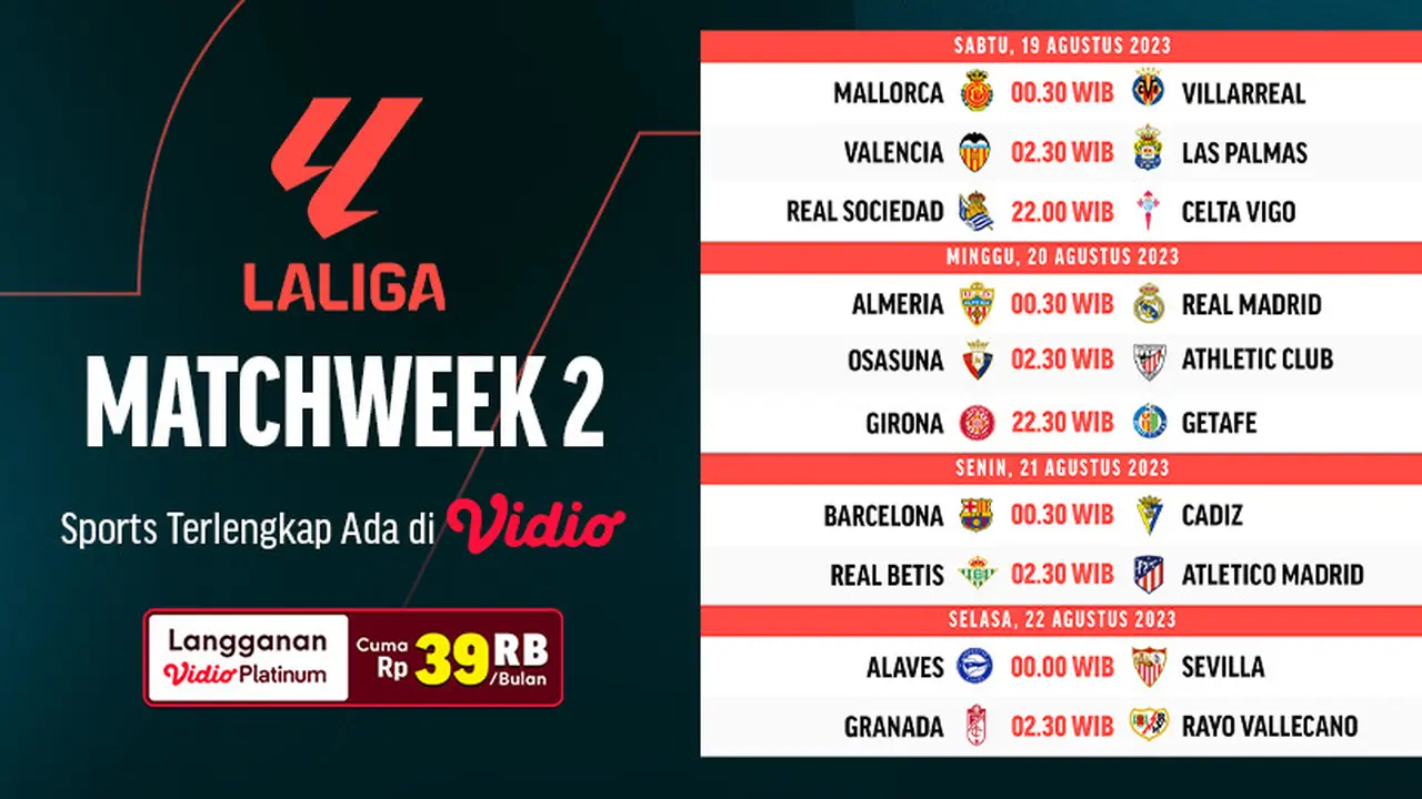 Jadwal Siaran Langsung LALIGA Pekan Kedua 2023/2024