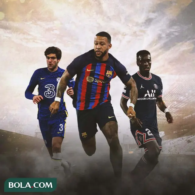Ilustrasi - Marcos Alonso, Memphis Depay, Idrissa Gueye