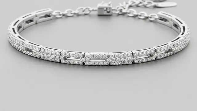 Gelang Plat Hollow Kombinasi Berlian Imitasi