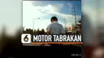 REKAMAN PEMOTOR TABRAKAN HINGGA TERPENTAL KE BAK MOBIL