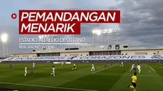 Berita video pemandangan menarik yang tampak di Estadio Alfredo Di Stefano saat Real Madrid menang 3-1 atas Eibar, Senin (15/6/2020) dini hari WIB.