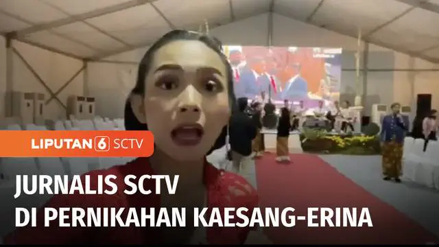 Menghadiri langsung tasyakuran pernikahan Kaesang Pangarep dan Erina Gudono. Reporter SCTV menceritakan suasana di Pura Mangkunegaran, Solo, Jawa Tengah, pada Minggu (11/12) malam. Pada sesi keempat, para jurnalis diberi kesempatan mengikuti acara ta...