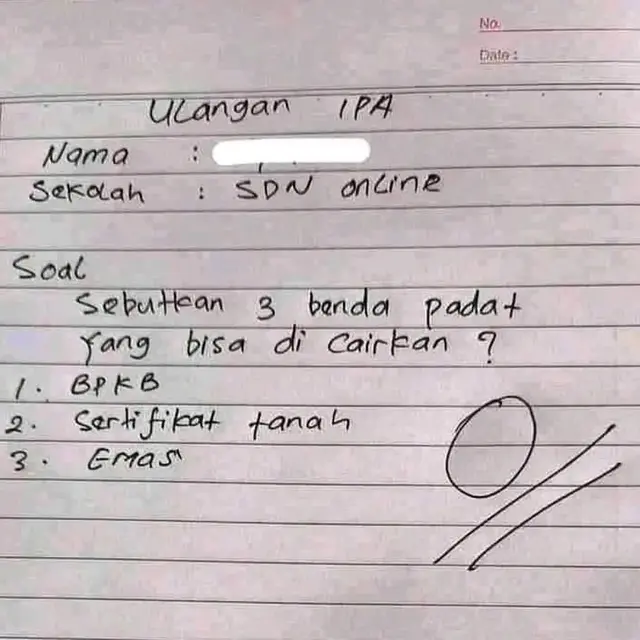6 Potret Hasil Ulangan IPA Murid Dapat Nilai 0 Ini Bikin Guru Elus Dada