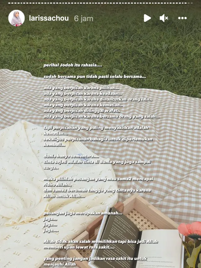 Unggahan Larissa Chou. (Foto: Instagram @larissachou)