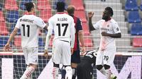AC Milan meraih kemenangan 2-1 atas Bologna pada laga pekan ke-20 Serie A di di Stadio Renato Dell'Ara, Sabtu (30/1/2021) malam WIB. (Massimo Paolone/LaPresse via AP)
