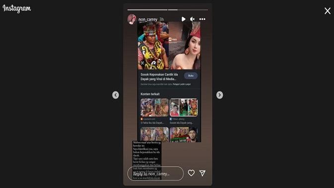 <p>Gambar Tangkapan Layar Unggahan dari Akun Instagram @non_carrey.</p>