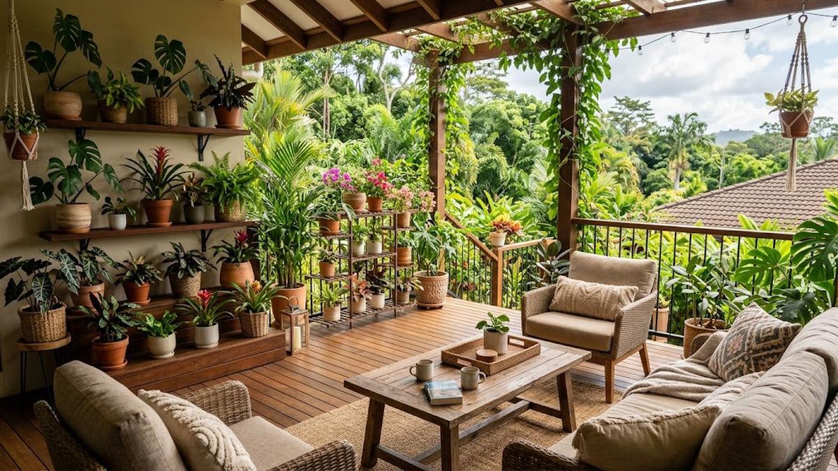 10 Desain Teras Rumah untuk Banyak Pot tetapi Tetap Ada Ruang Duduk, Bikin Nyaman Bersantai