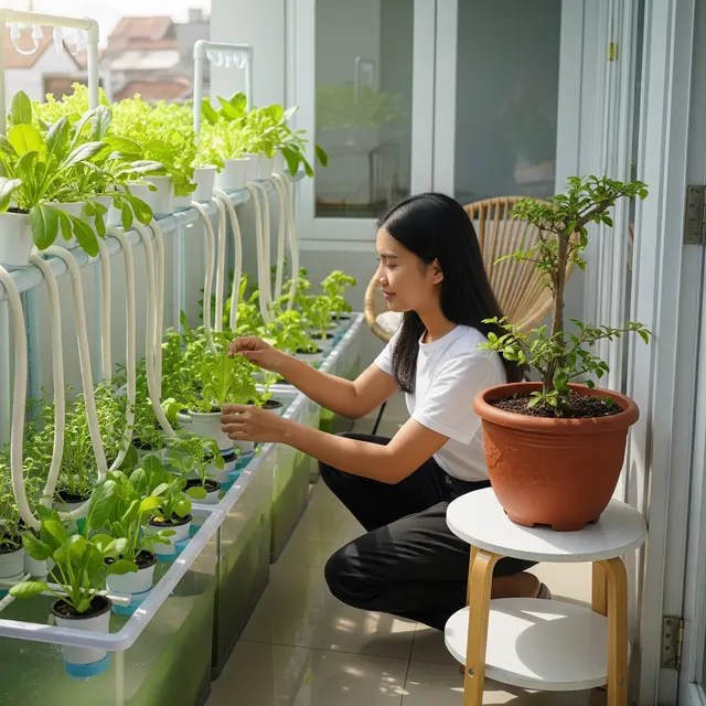 Kebun dapur Sistem Hidroponik Wick (Gemini AI)