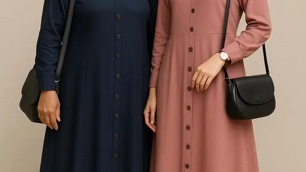 6 Inspirasi Gamis V Neck yang Cocok untuk Berbagai Usia, Berikan Nuansa Modern pada Busana Muslim
