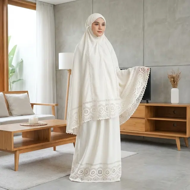 Mukena Modern Minimalis dengan Teknik Laser Cut