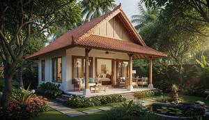 Inspirasi rumah minimalis sederhana tapi terlihat seperti rumah villa. [Foto: Gemini]
