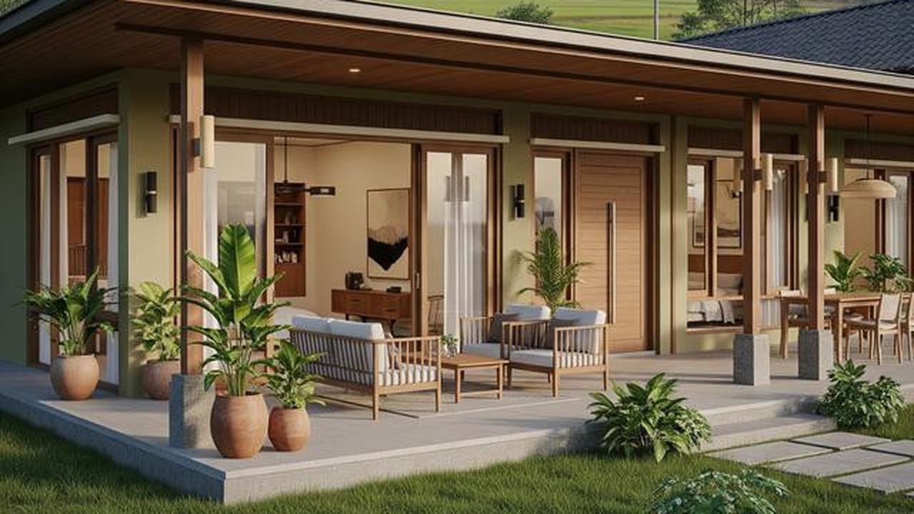 7 Desain Rumah Kampung 1 Lantai dengan Teras Lebar yang Sejuk dan Modern ala Pedesaan Estetik