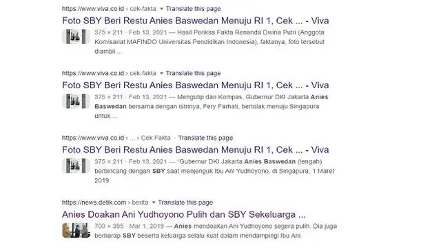 Gambar Tangkapan Layar Penelusuran Foto Menggunakan Google Reverse Images.