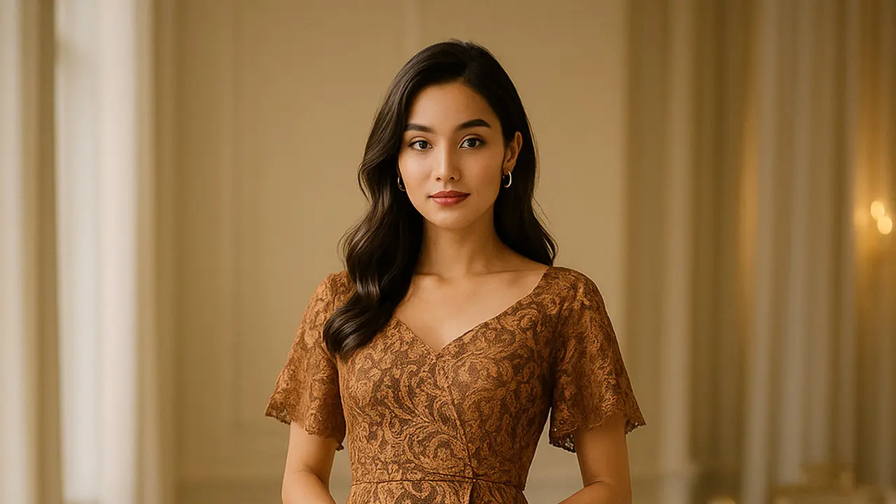 Dress Batik Layer Belah Tengah untuk Acara Formal