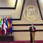 Sekretaris Jenderal ASEAN Kao Kim Hourn dalam press briefing terkait hasil pertemuan menlu ASEAN (AMM/PMC) di Jakarta, Selasa (30/7/2024). (Liputan6/Benedikta Miranti)