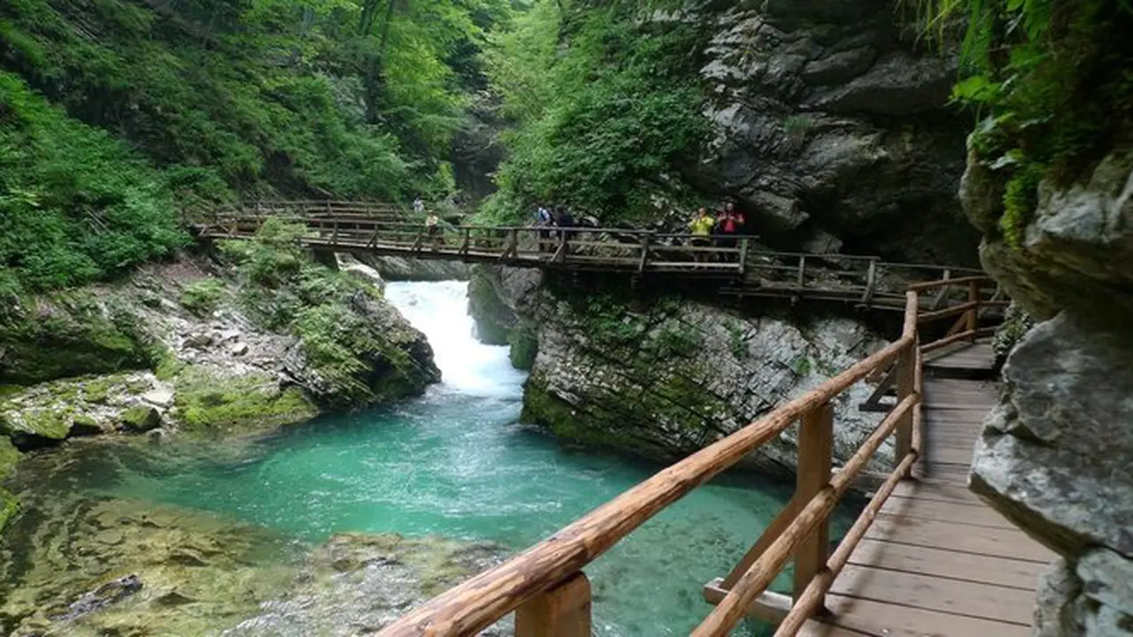 Tebing sungai Vintgar George, Slovenia